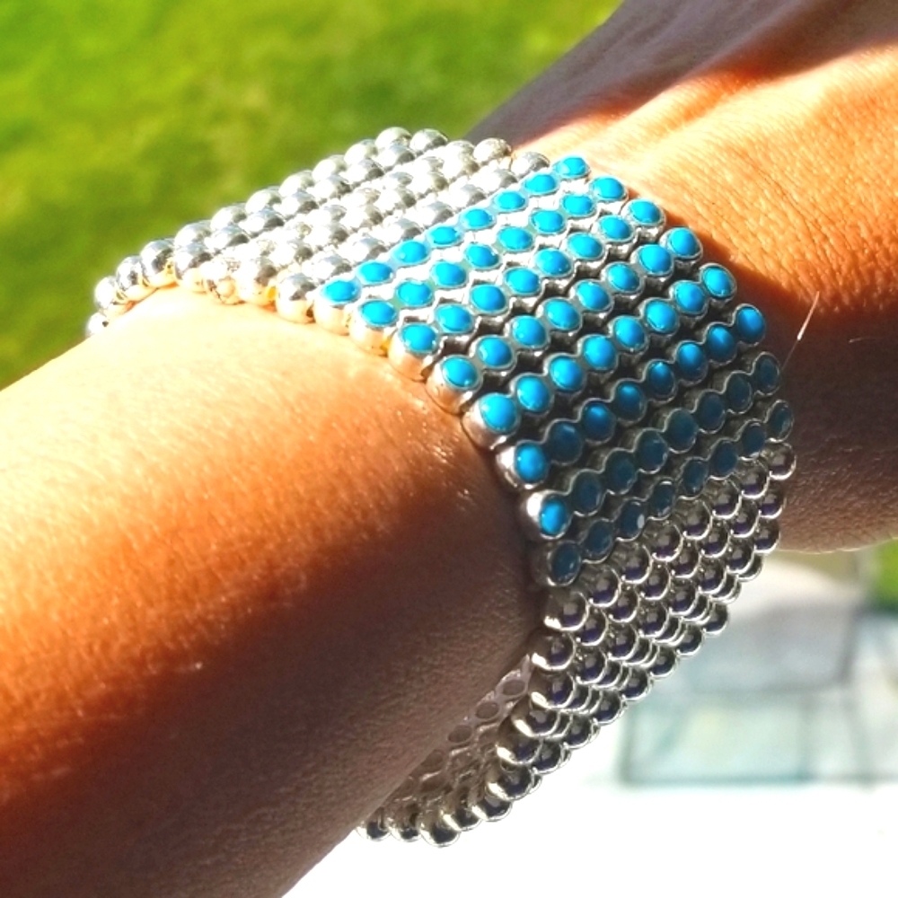 Silver And Blue Statement Bracelet